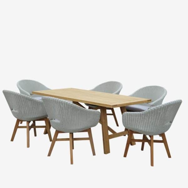 Cascade 7pc Dining Set 1800 Teak Geelong Outdoor Furniture