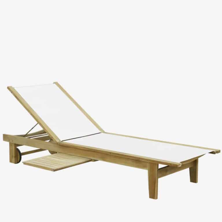 Horizon Sun Lounge Teak, White Textilene LOW STOCK Geelong