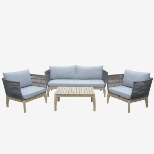 River 4pc Outdoor Lounge Setting - Grey Rope