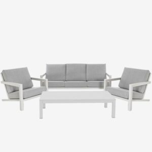 Nevada 4pc Lounge Set with Big Boy Coffee Table - White