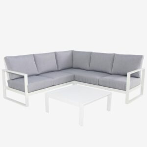 Colada Corner Lounge with Square Coffee Table (White)