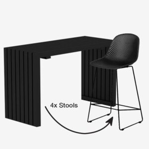 Rise 5-piece with Gardenia stool (Black)