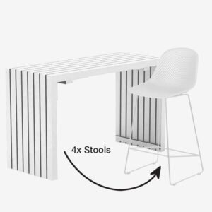 Rise 5-piece with Gardenia stool (White)
