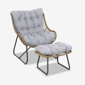Logan Single Lounge & Footrest with Cushions (Retreat Grey)